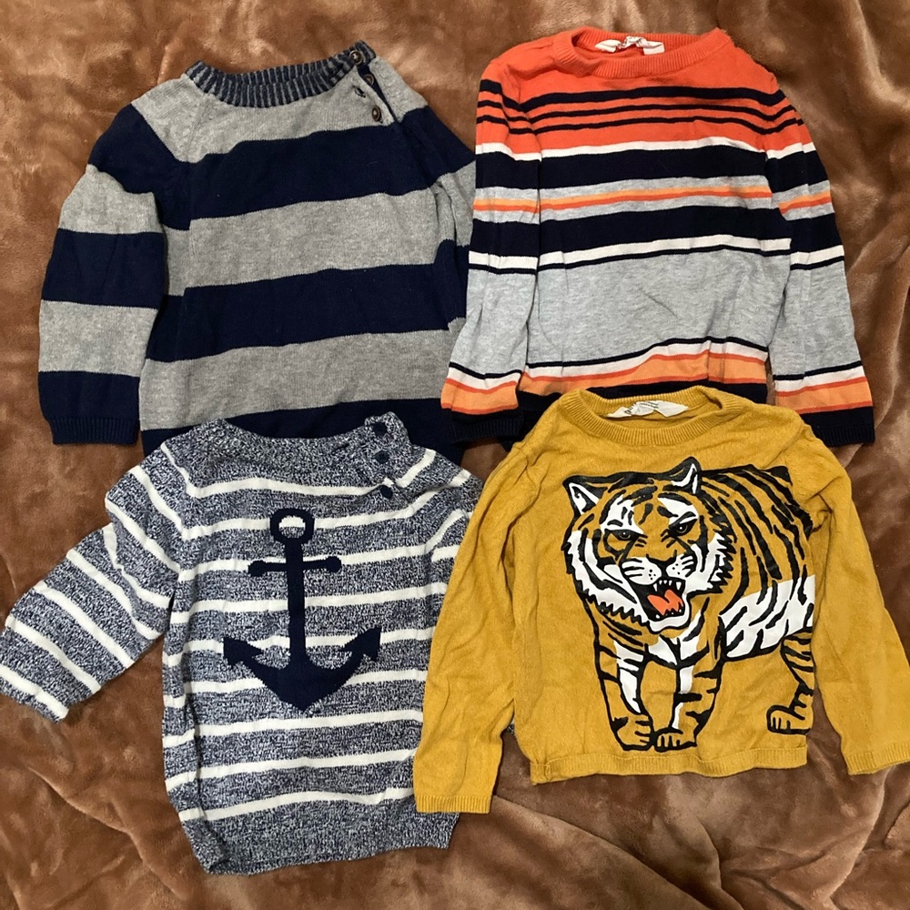Toddler sweater bundle 4 pieces sizes 12-18 months, 1 1/2-2